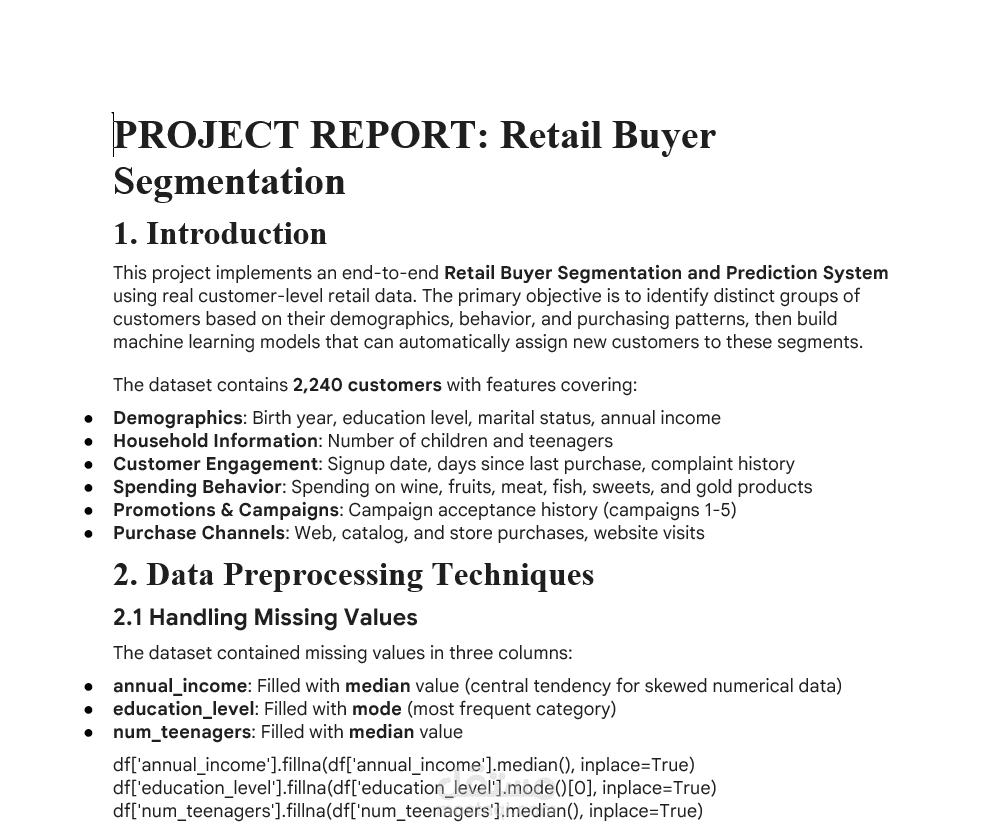 Retail Buyer Segmentation