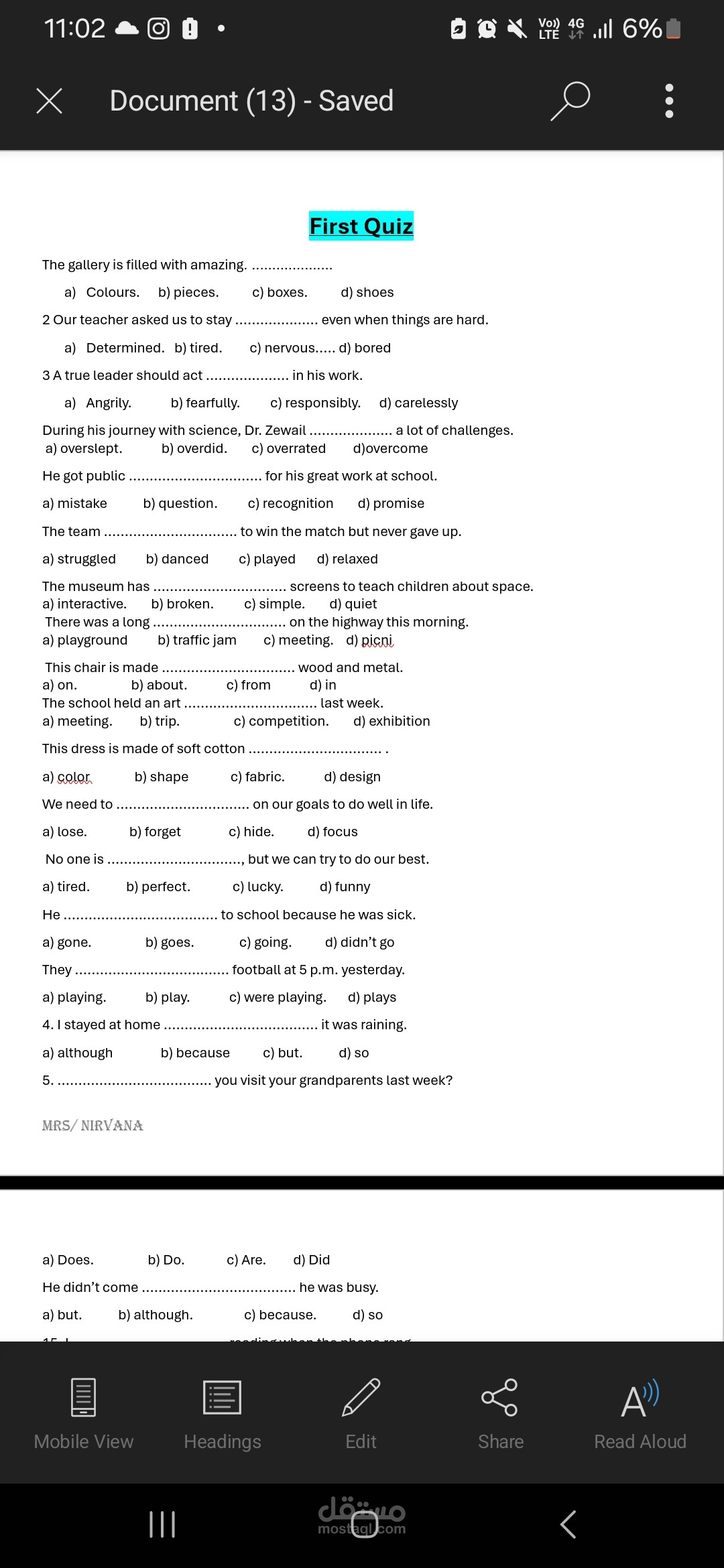 Quiz in English