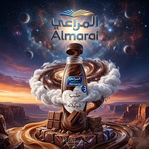 تصميم إعلان إبداعي لمنتج حليب المراعي