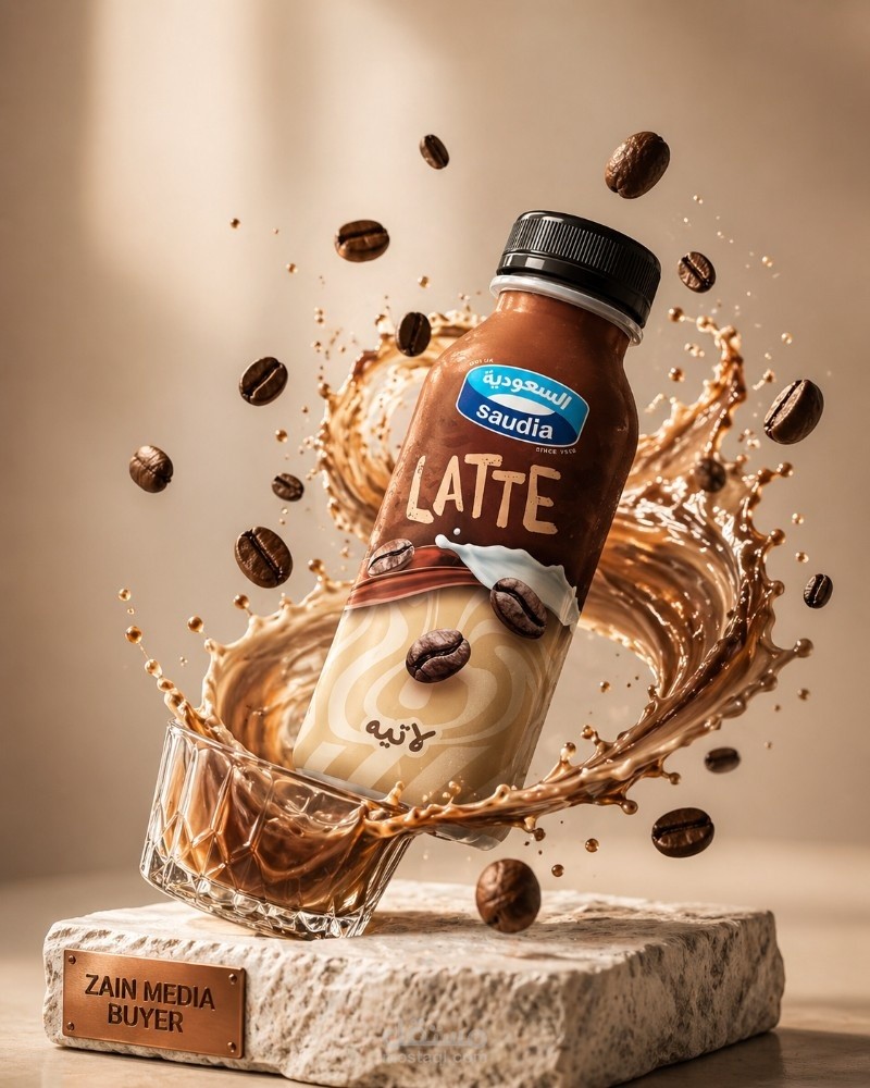 تصميم عبوة حليب قهوة "السعودية LATTE"