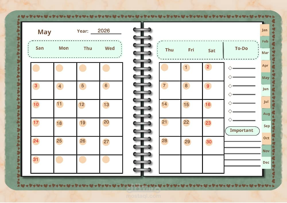 Yearly planner digital