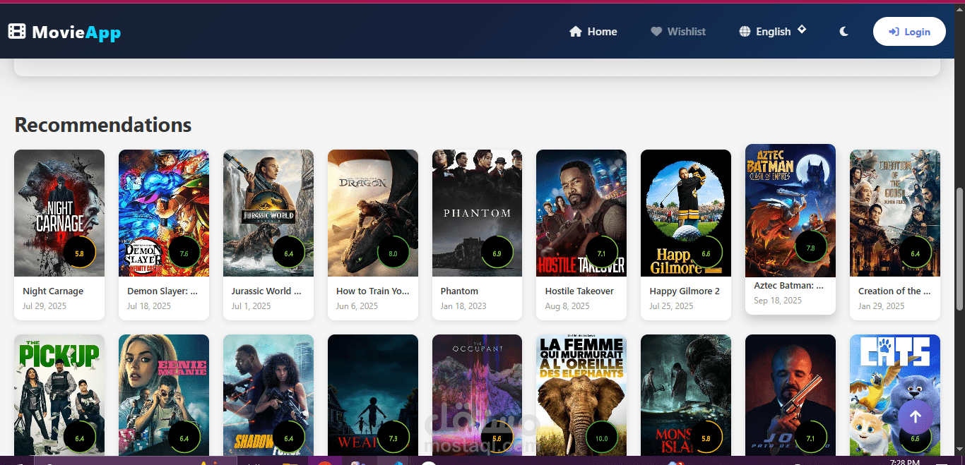 موقع افلام باستخدام (Angular20)