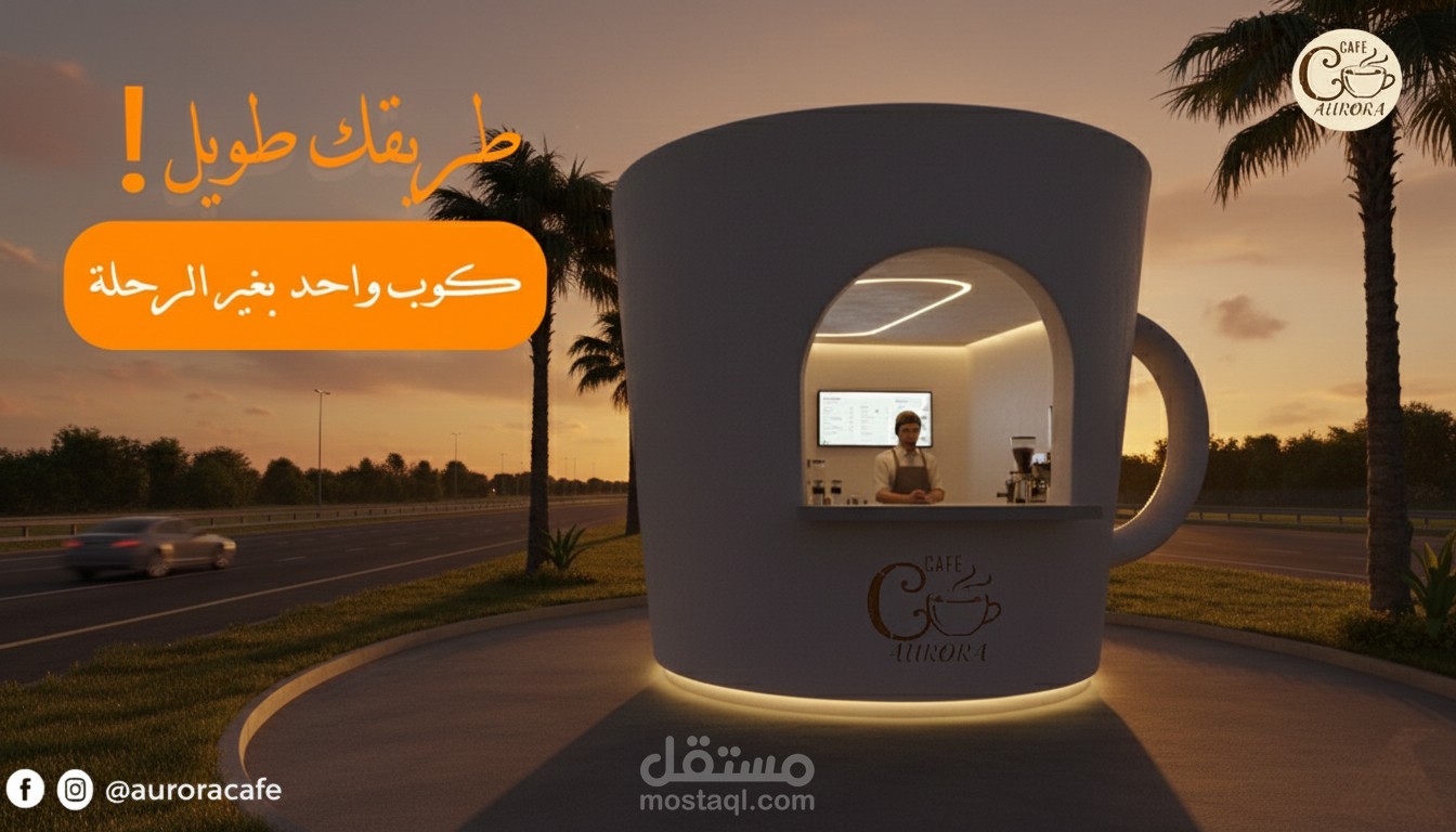 اعلان لمقهى على الطريق السريع