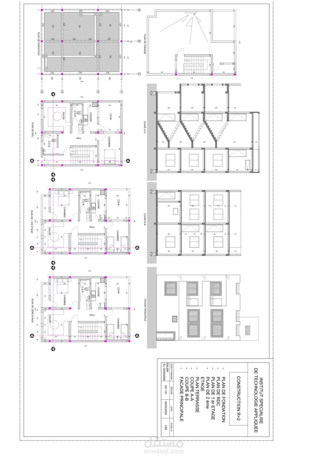 plan complet batimant R+2