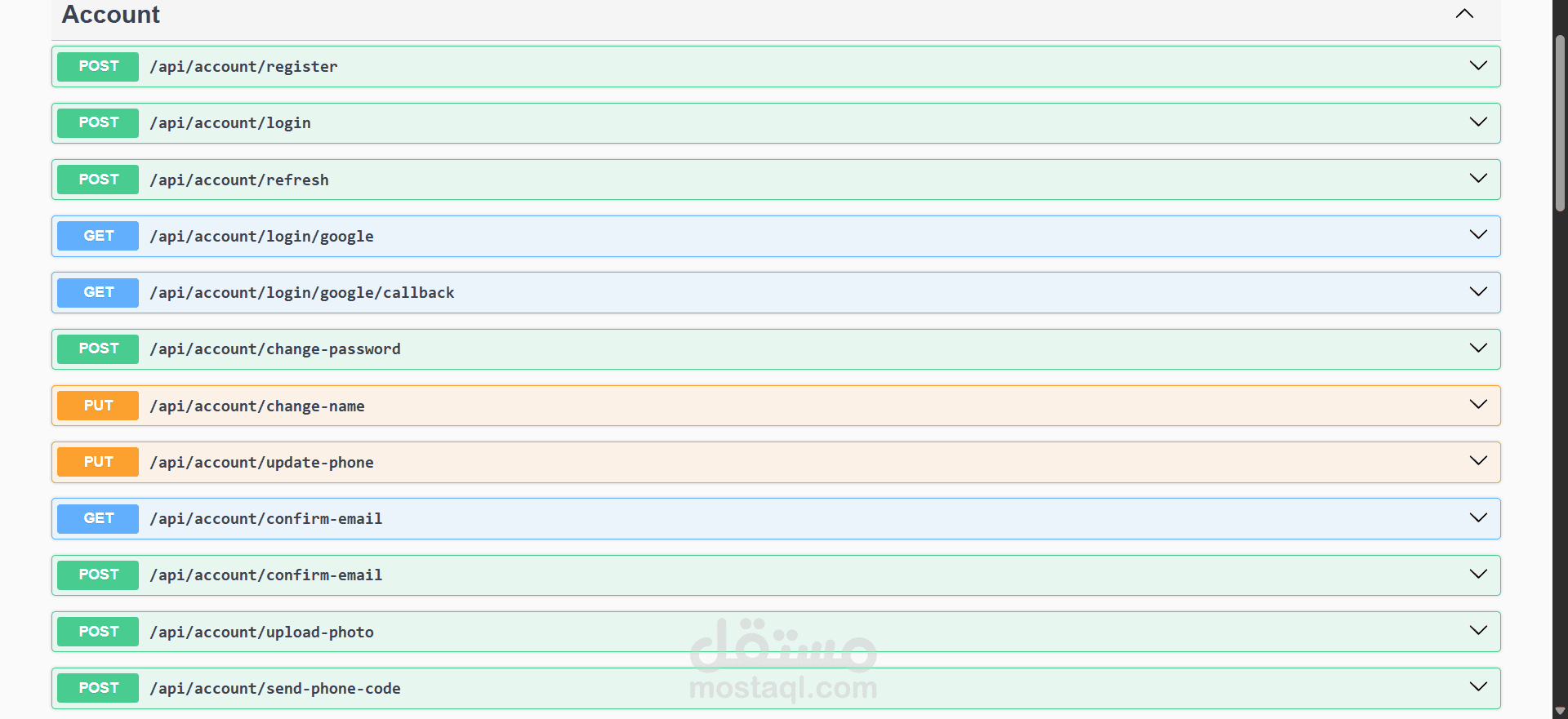 User Management & Authentication  api