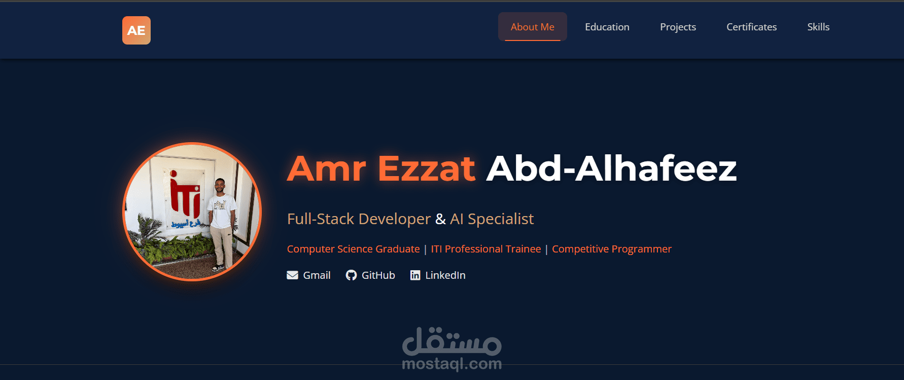 تصميم وبرمجة بورتفوليو شخصي باستخدام HTML & CSS & JS