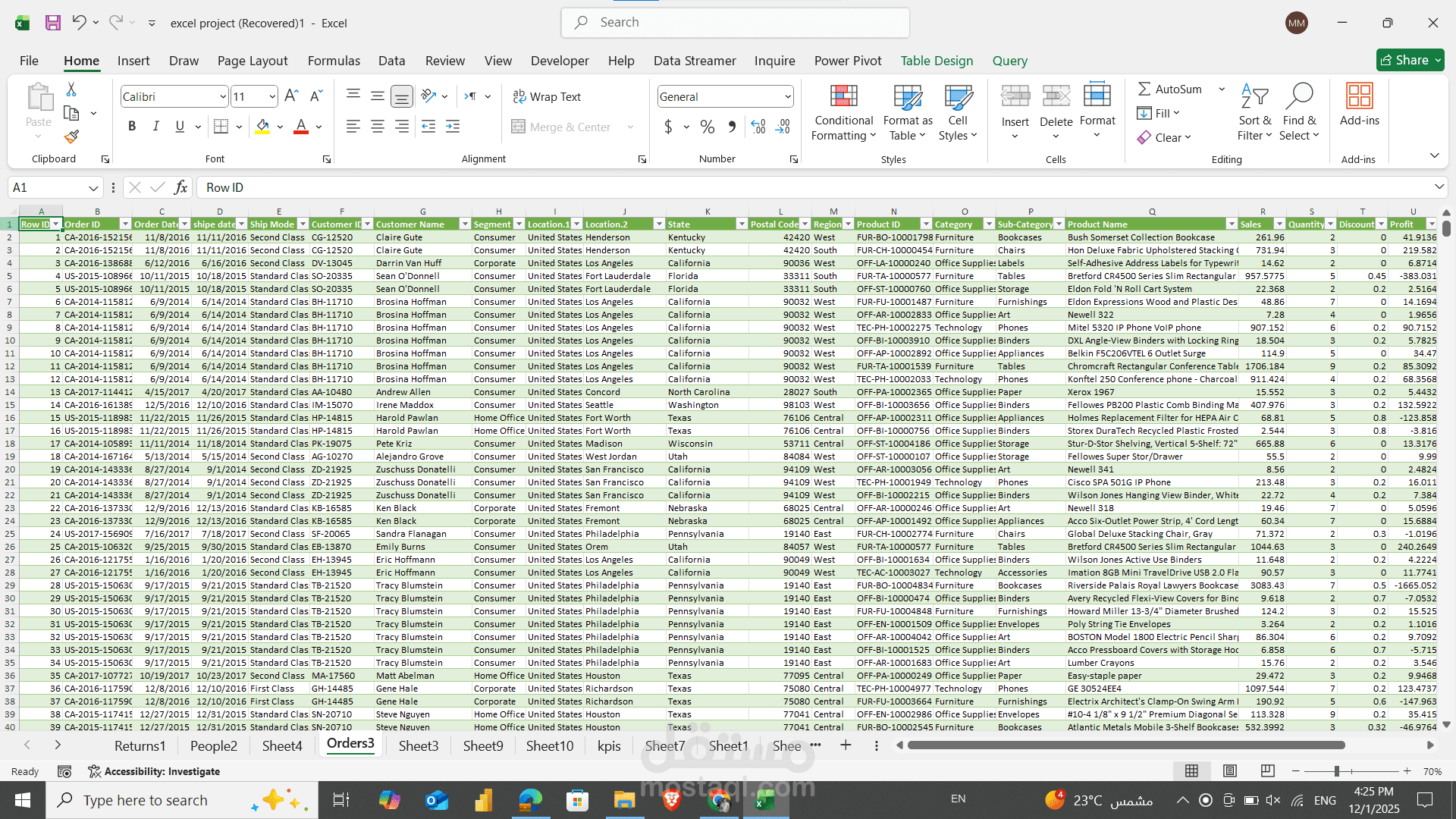 Sales Performance Dashboard – Excel