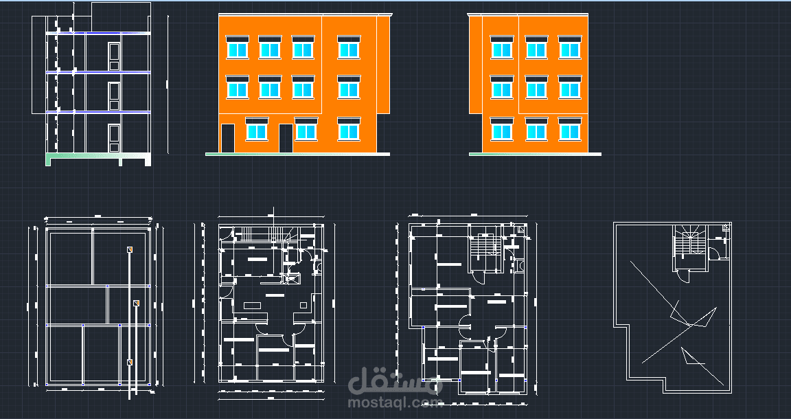 رسم مبنى بطابقين