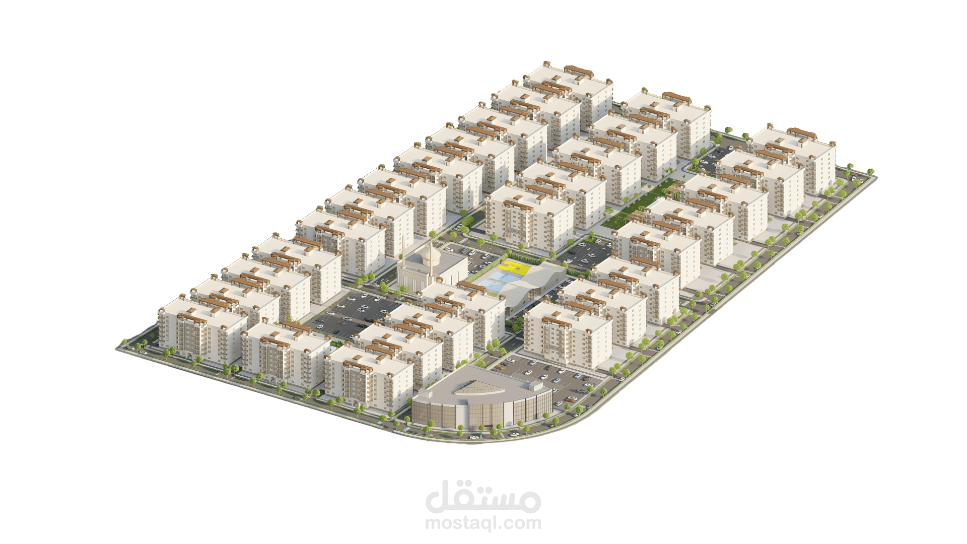 تصميم مجمع سكني مستدام بالعلمين الجديدة (Full Architectural Package)