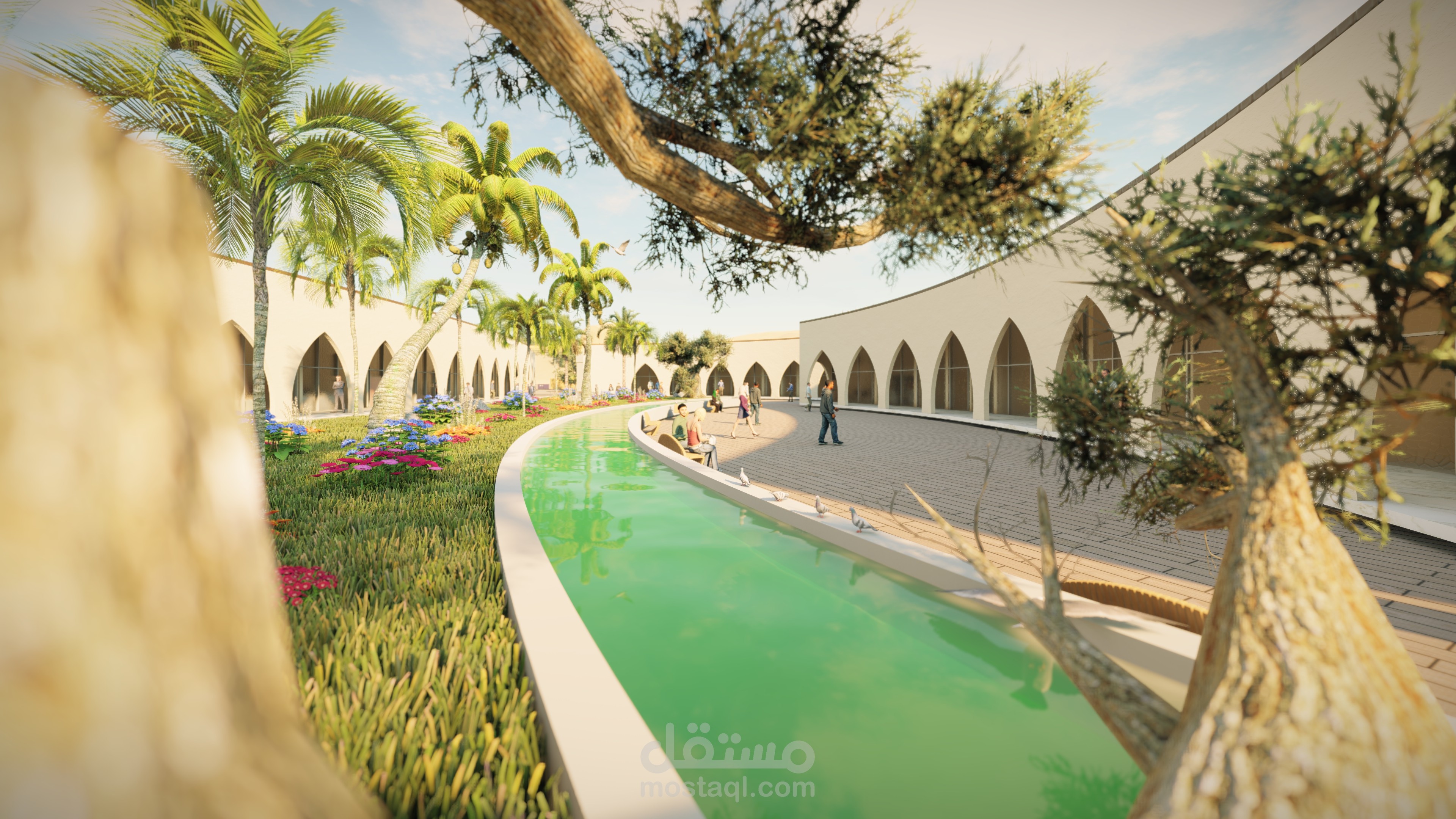 تصميم مركز أبحاث صحراوي مستدام بسيناء بتوظيف العمارة الإسلامية (6 كتل وظيفية)