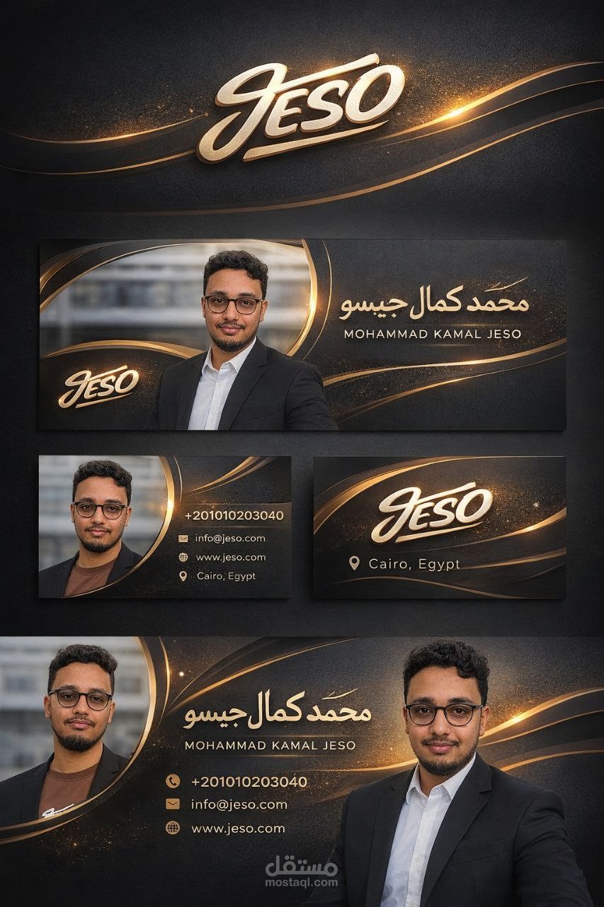 تصميم هوية بصرية كاملة: لوجو + كرت شخصي + كوفر + ريلز قصيرة