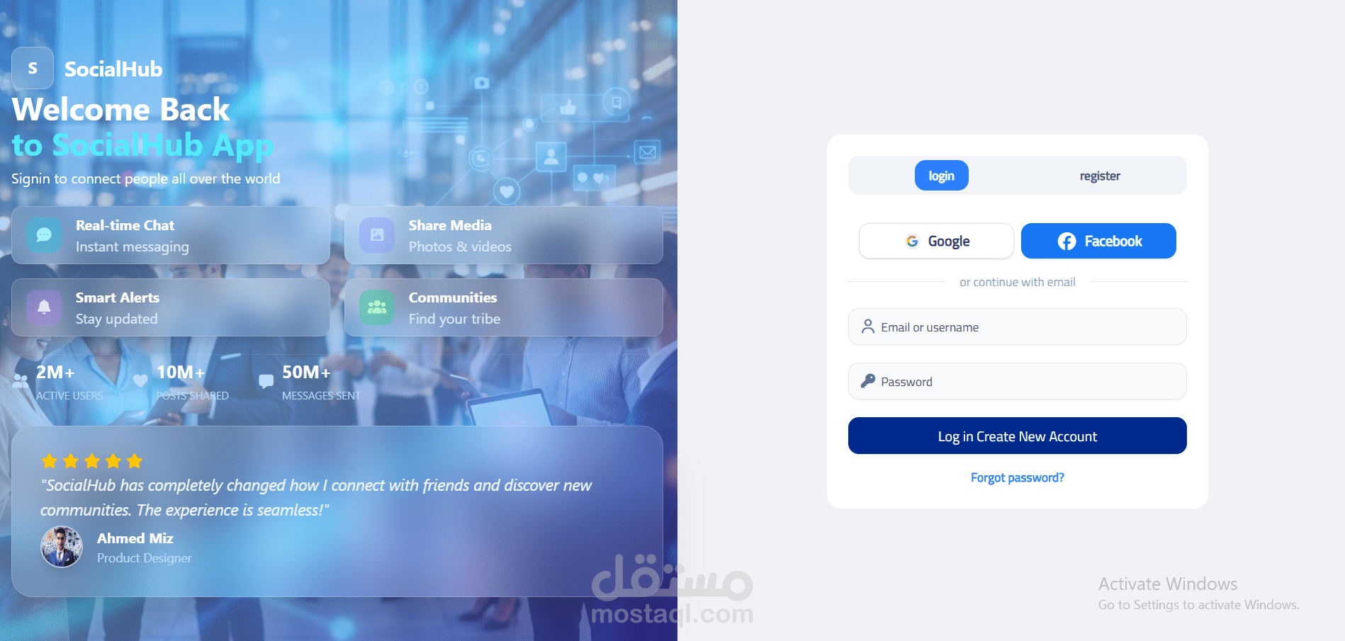 Social Media App - تطبيق تواصل اجتماعي متكامل (Enterprise Architecture)