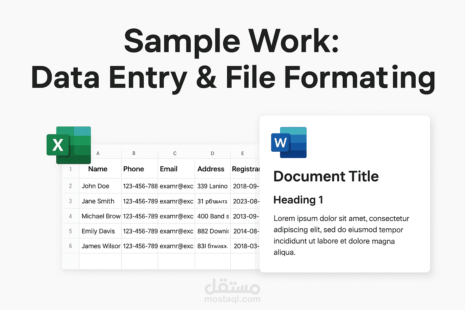 ملف Excel لبيانات عملاء