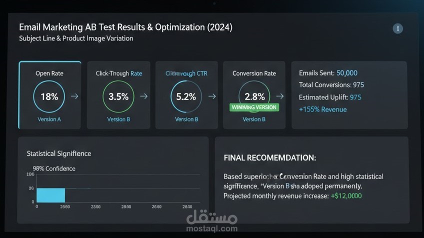 تحسين حملة تسويقية عبر البريد الإلكتروني باستخدام اختبار A/B