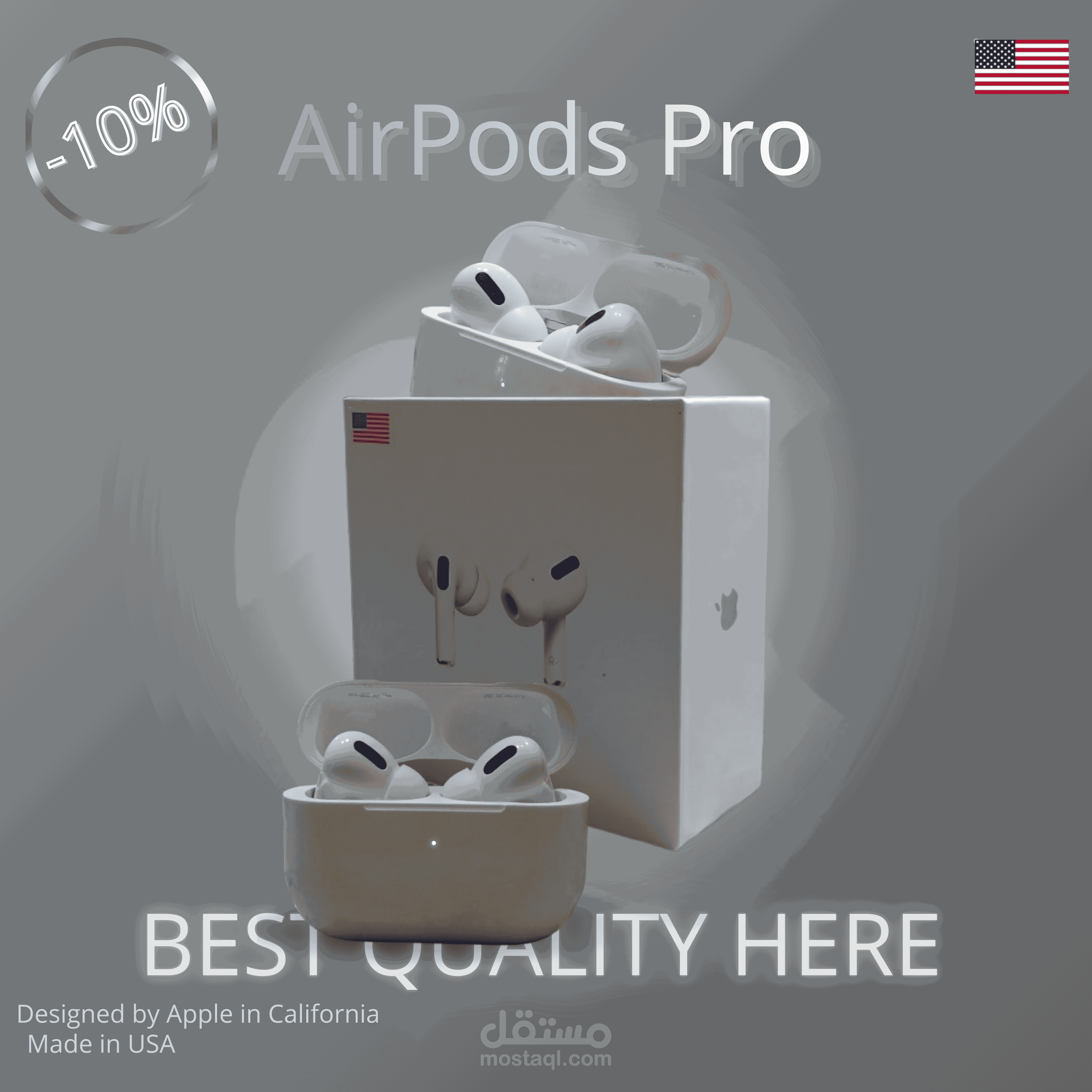 صورة اعلانية لسماعات بلوتوث من نوع airpods pro