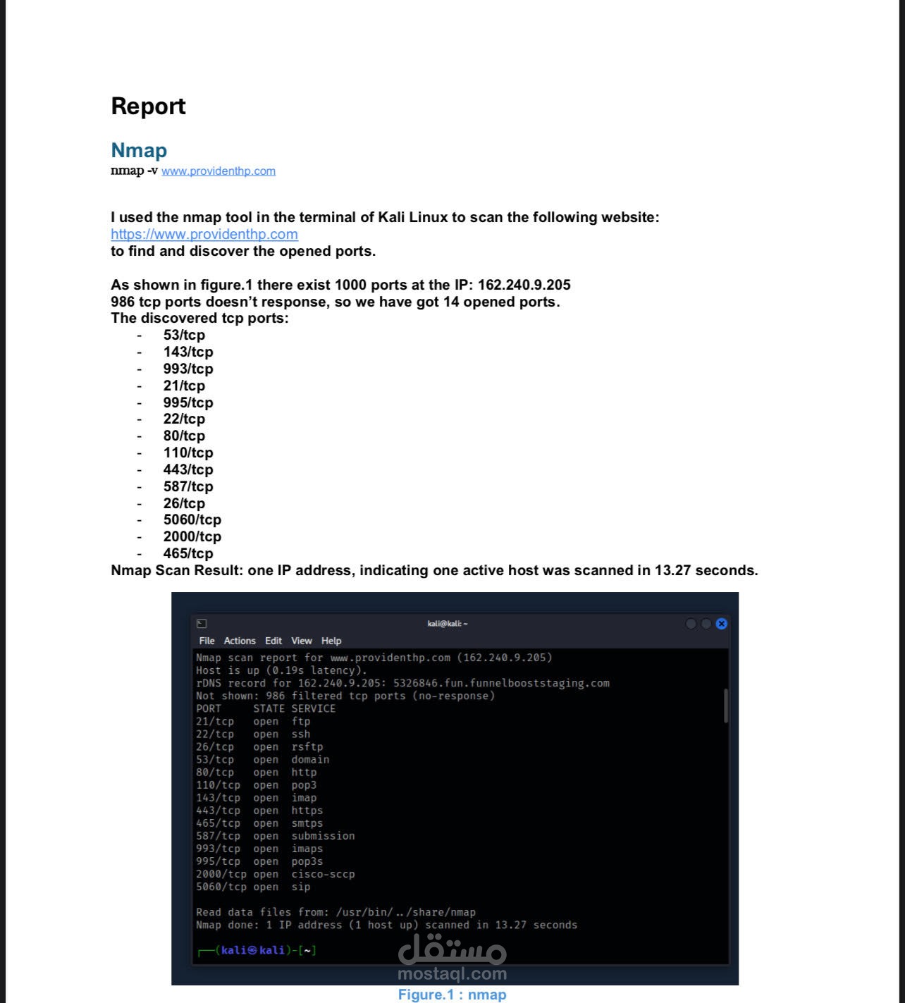 Report of Kali Linux tools (Nmap scan)