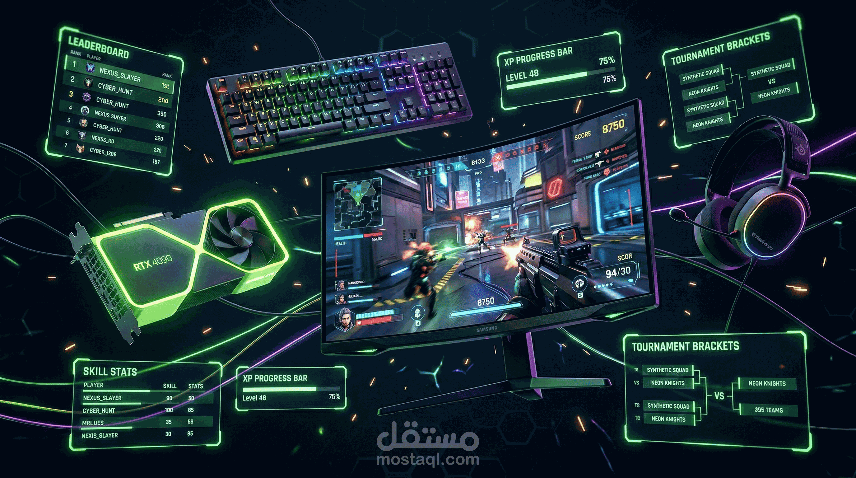 تصميم صفحة هبوط لمنصة "سايبر أرينا" للألعاب الإلكترونية