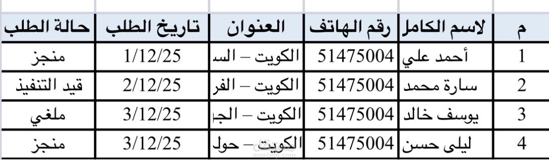 تنظيم بيانات العملاء باستخدام Excel