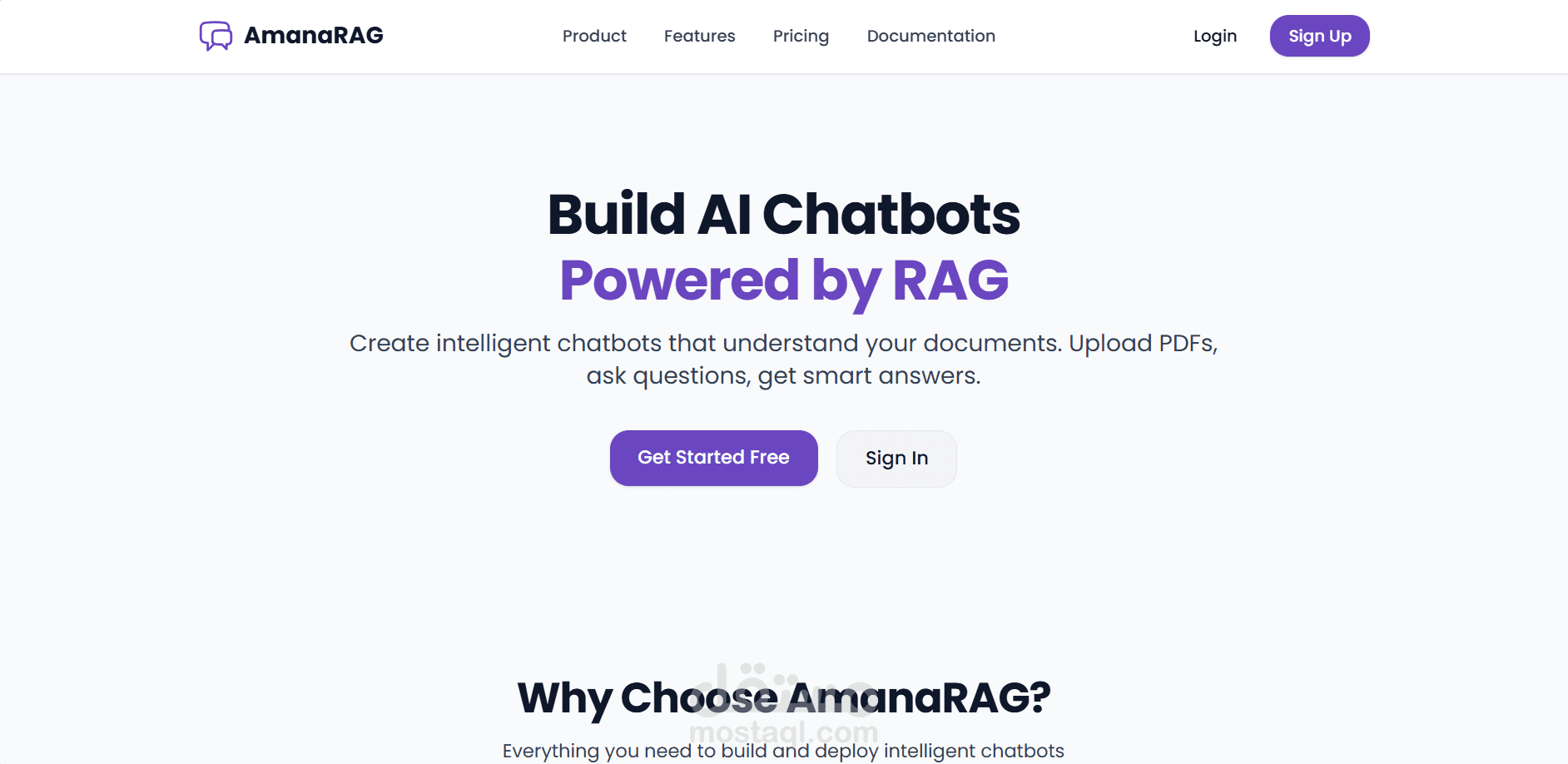 AmanaRAG  : BYOK RAG-based chatbot platform for small businesses. Build intelligent chatbots that understand your content.