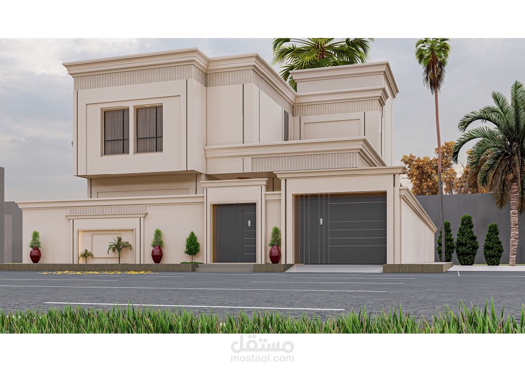 تصميم فيلا  وعمارة سكنية بطراز مكي