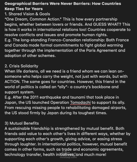 Geographical Barriers Were Never Barriers: How Countries Keep Ties for Years