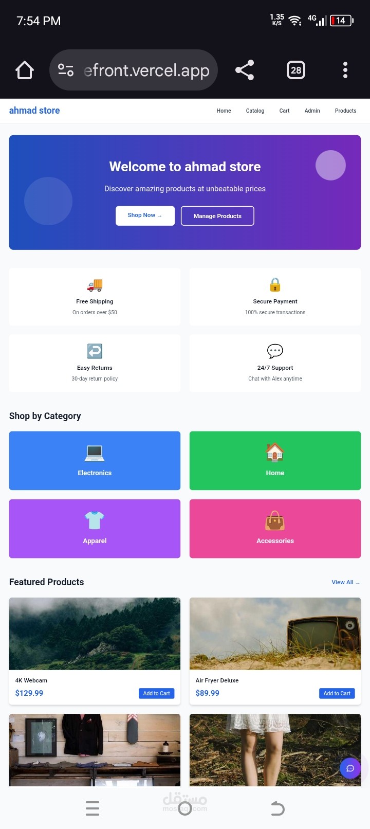 Full stack e-commerce website with ai assistant