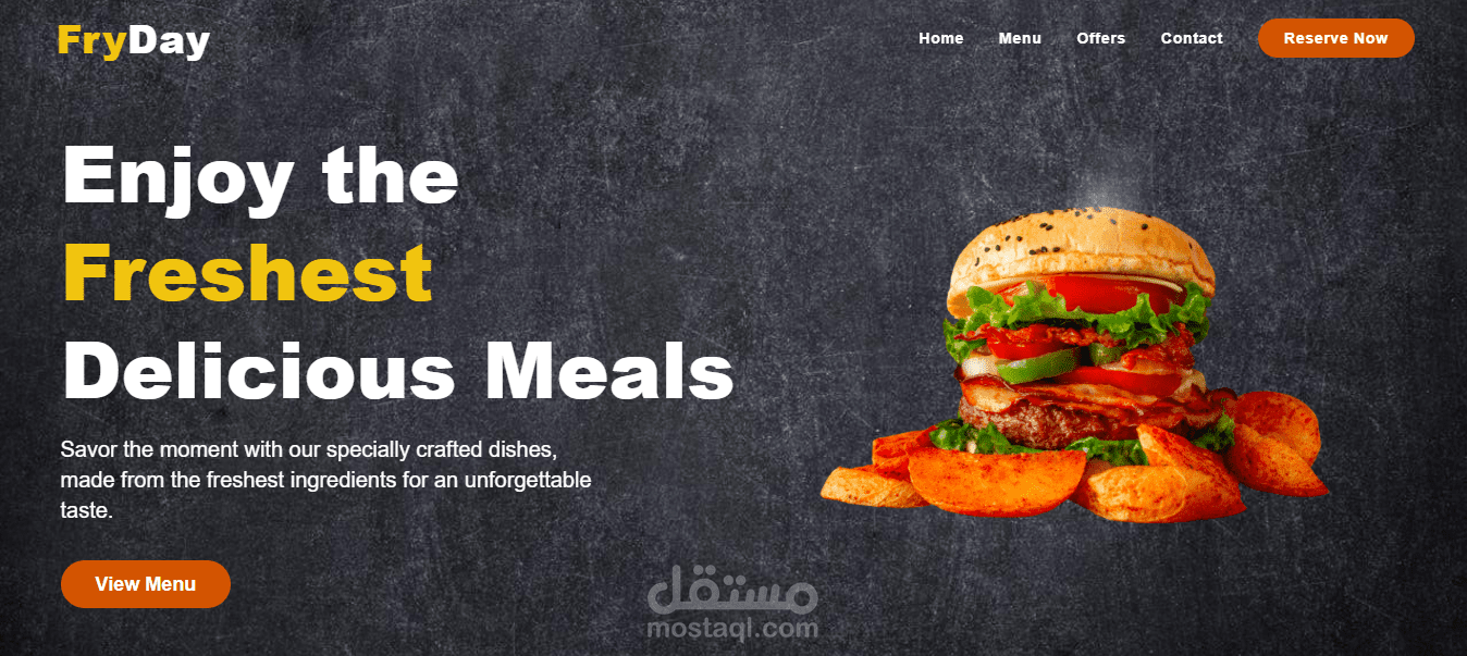 Fryday Restaurant – موقع مطعم تفاعلي