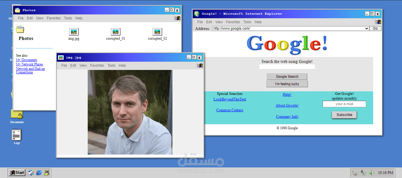 Windows XP 98 – لعبة/موقع تفاعلي Retro