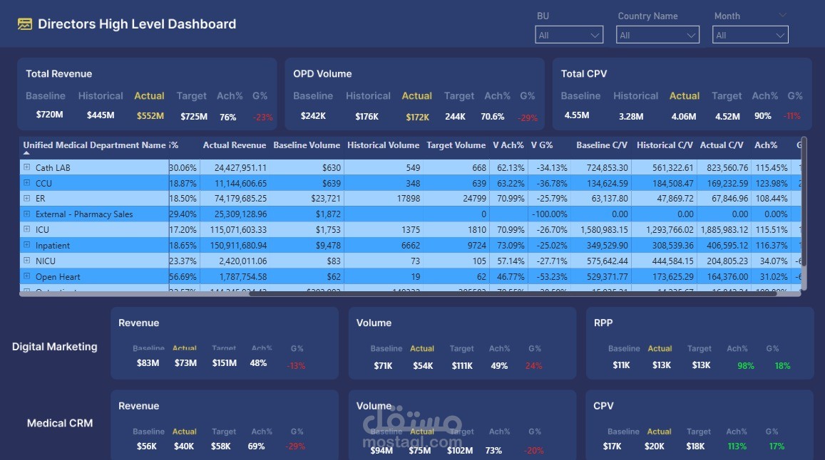 Directors High Level Dashboard