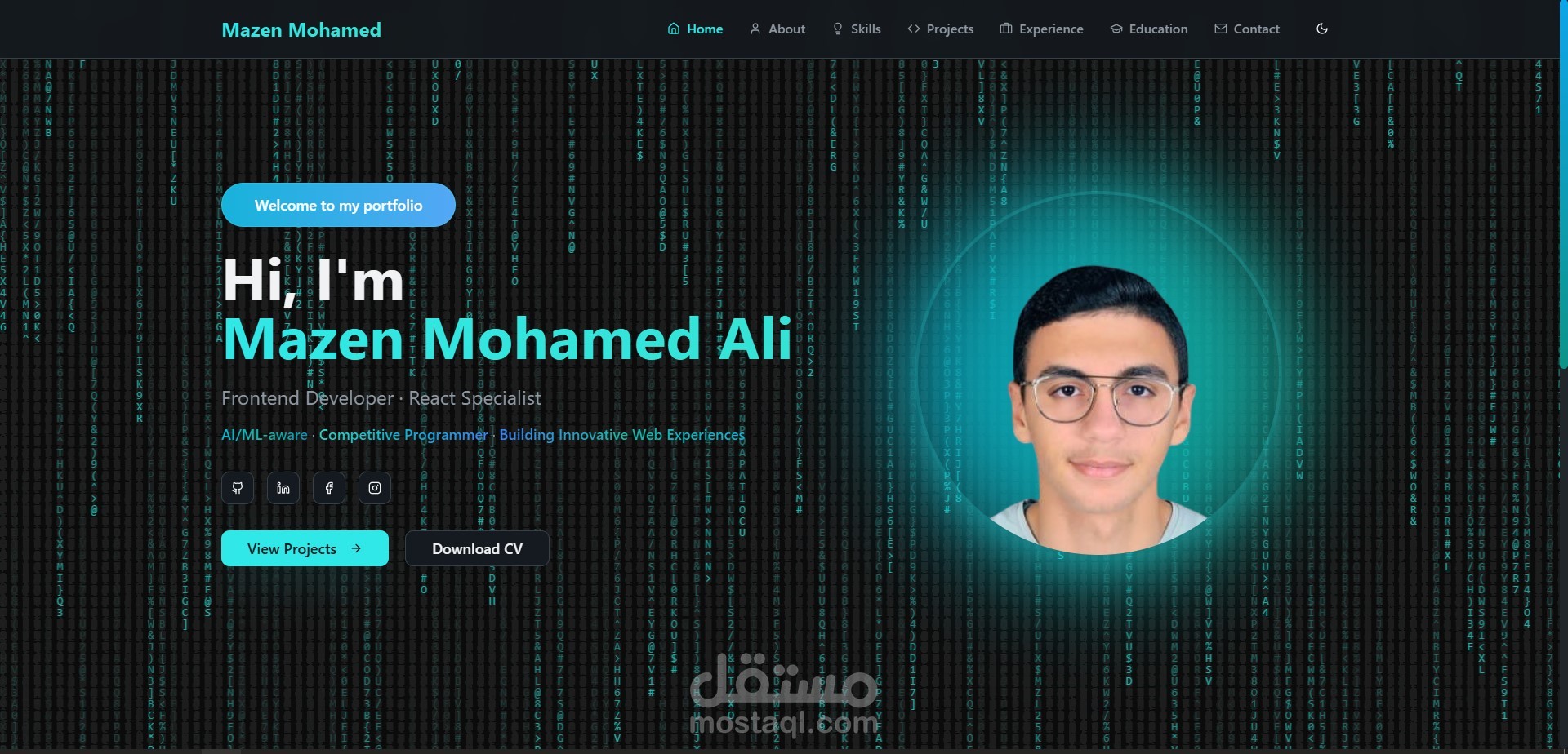 تطوير موقع بورتفوليو شخصي
