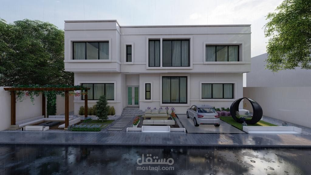 تصميم واجهة فيلا نيوكلاسيك