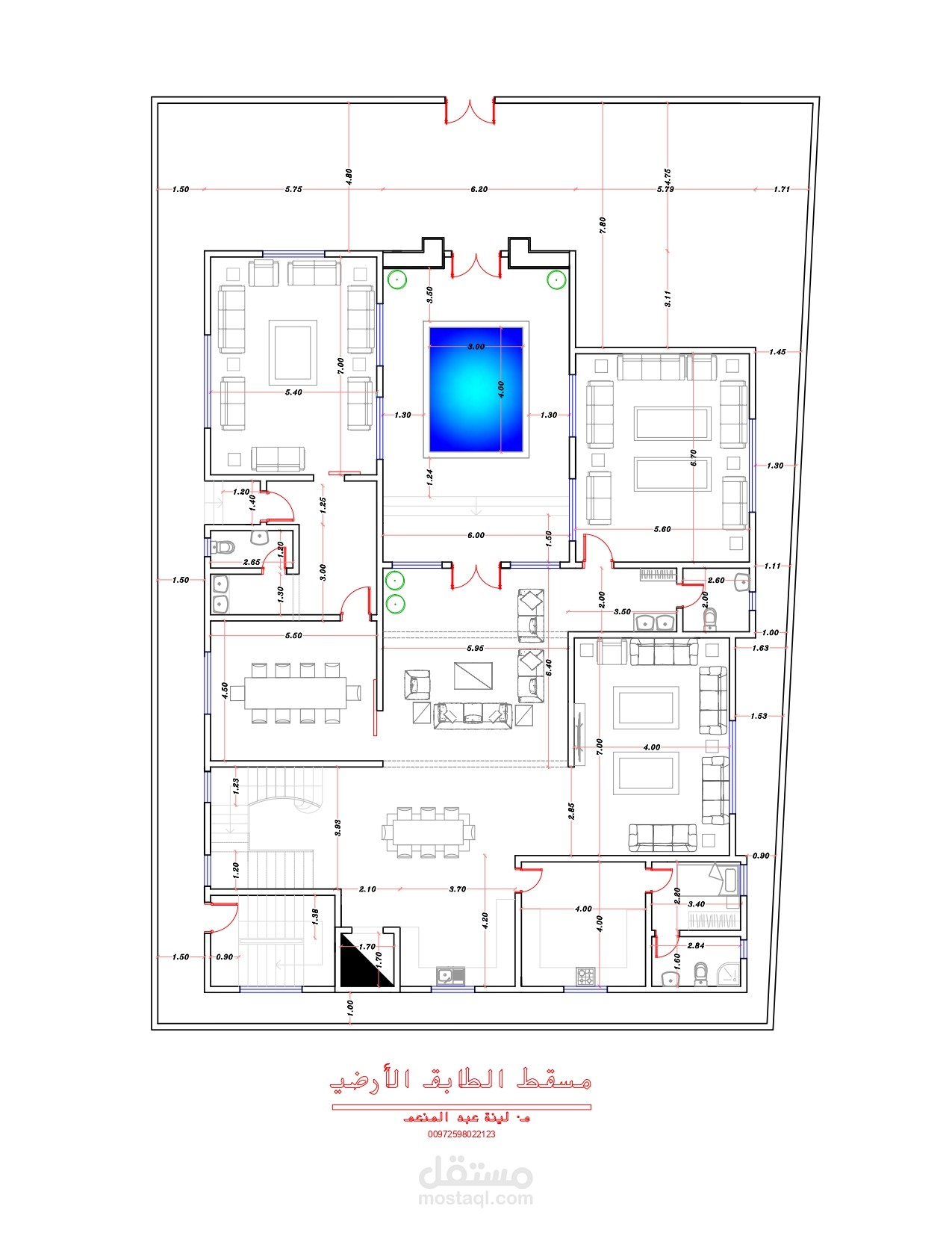 تصميم مخطط فيلا 30*21.5
