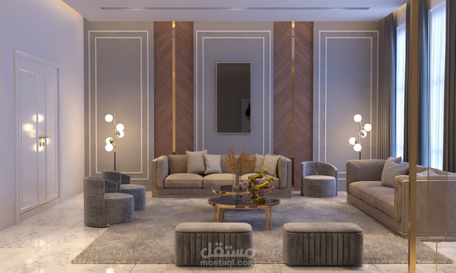 تصميم داخلي لصالة معيشة