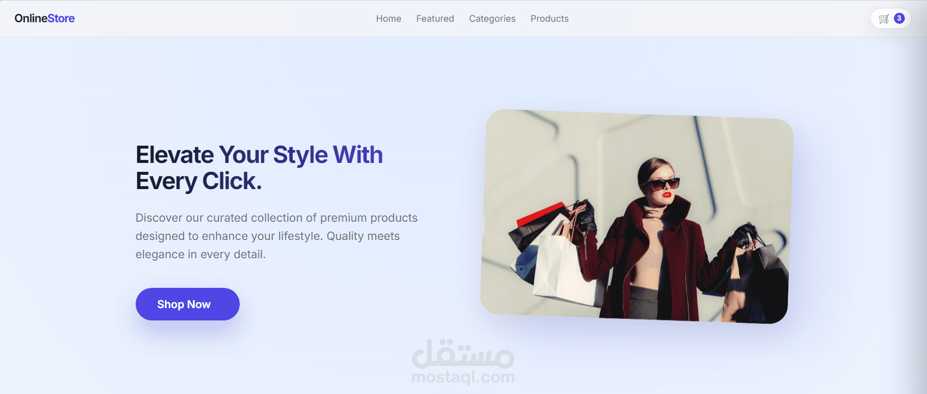 تطوير واجهة متجر إلكتروني متكامل ومتجاوب (E-commerce Frontend)