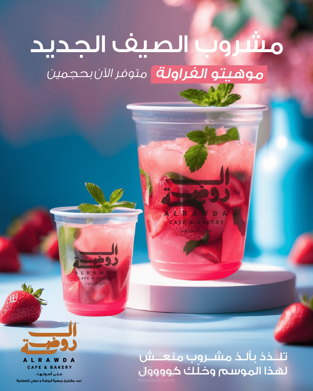 تصميمي لمشروبات الصيف الجديدة في كافيه الروضة