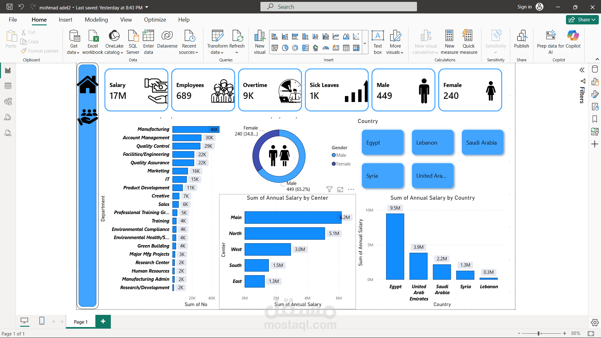 لوحة تحليل الموارد البشرية الاحترافية | Power