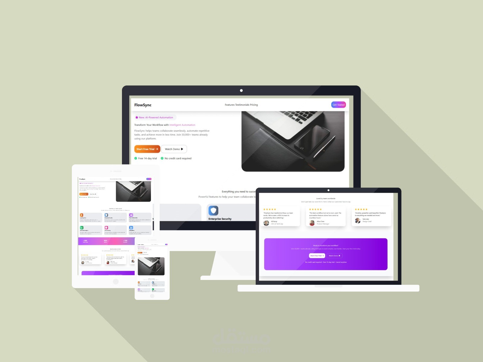 صقحة هبوط احترافية متجاوبة لكل الاحجام - باستخدام tailwind CSS