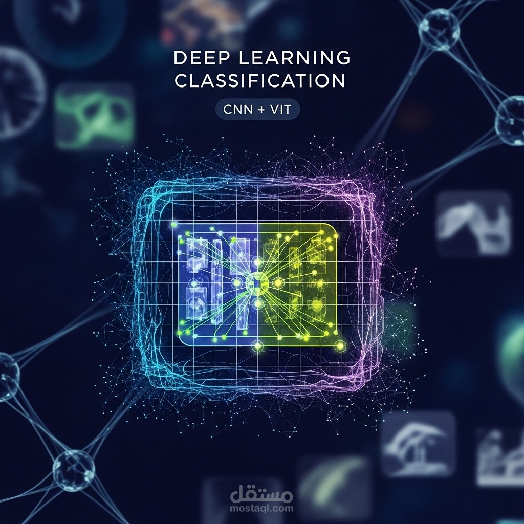 أنظمة ذكية لتصنيف الصور باستخدام الذكاء الاصطناعي والتعلم العميق (CNN & Vision Transformer) – تطبيقات عامة وطبية متقدمة