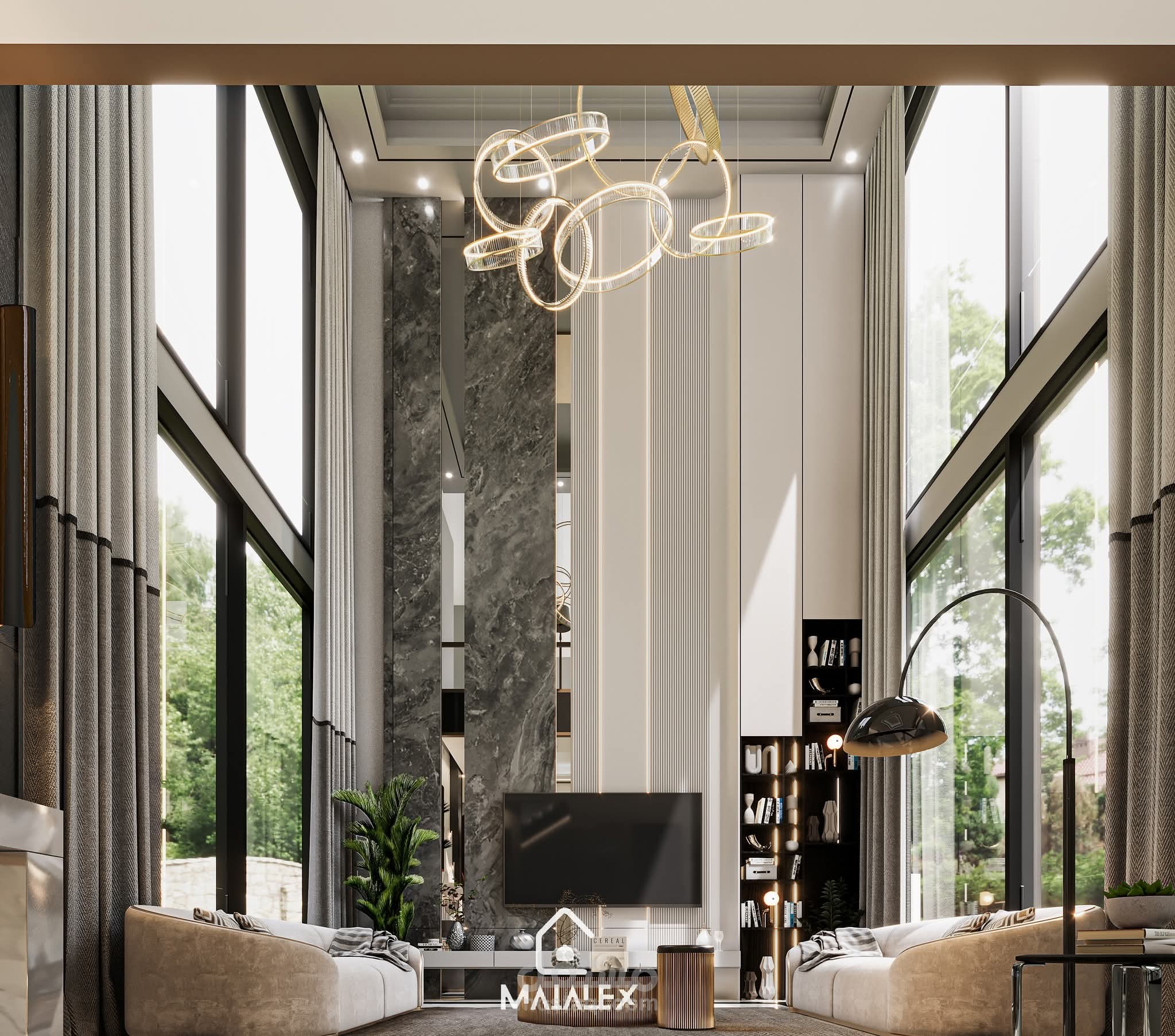 "تصميم داخلي احترافي –  مودرن"  "Realistic 3D Interior Rendering – أعمال احترافية"
