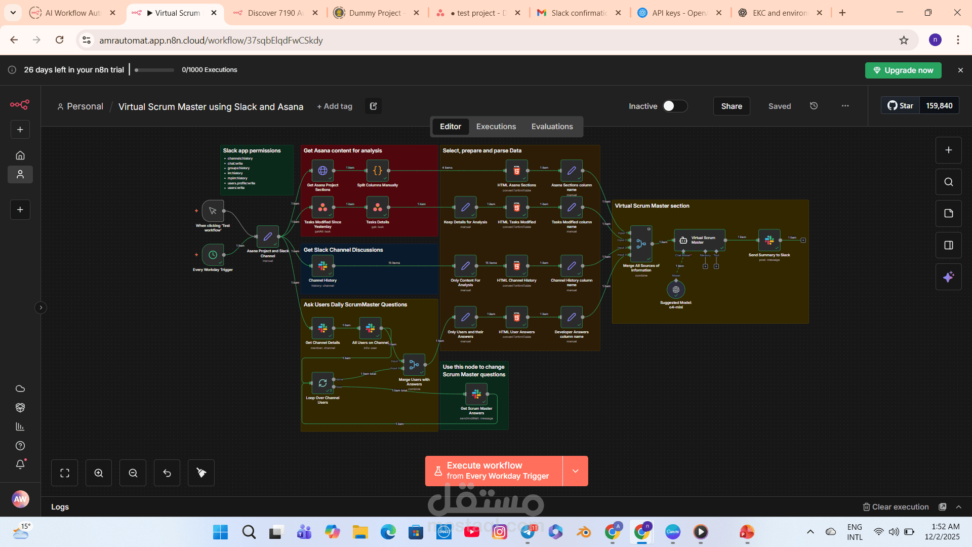 Virtual Scrum Master using Slack and Asana