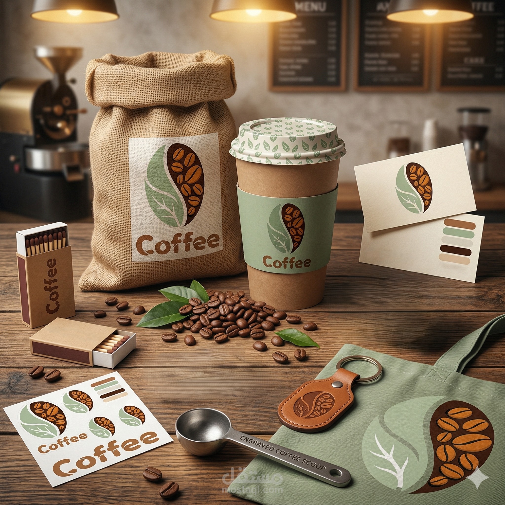 تصميم هوية بصرية متكاملة لعلامة تجارية ومقهى مختص بالقهوة (Coffee)