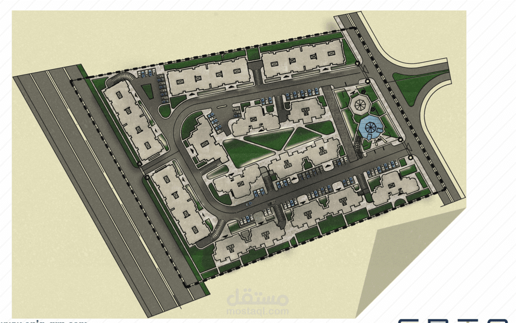 تصميم اللاندسكيب لمجمع الفرسان – أسيوط الجديدة