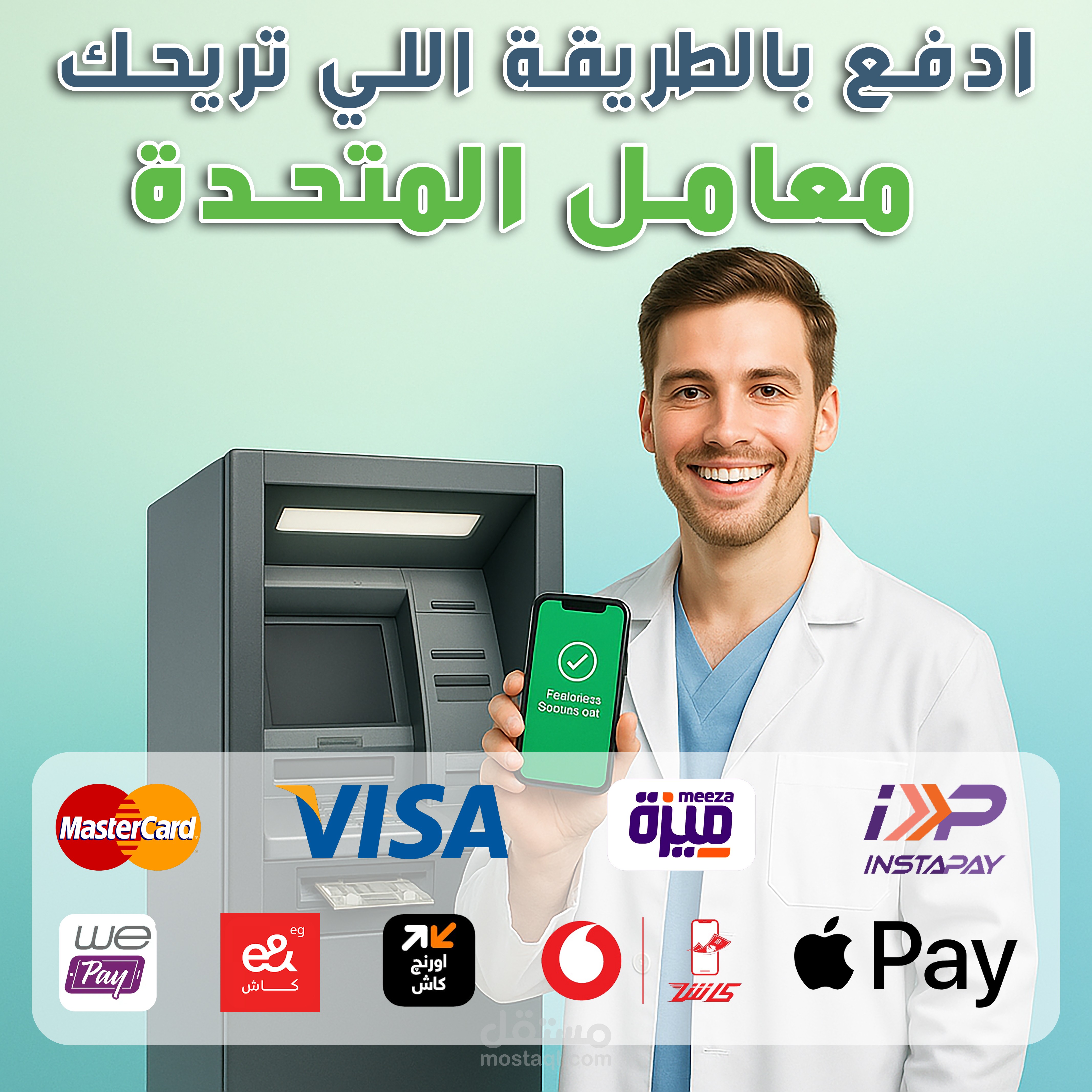 بوست توضيحي لوسائل الدفع باحد المعامل