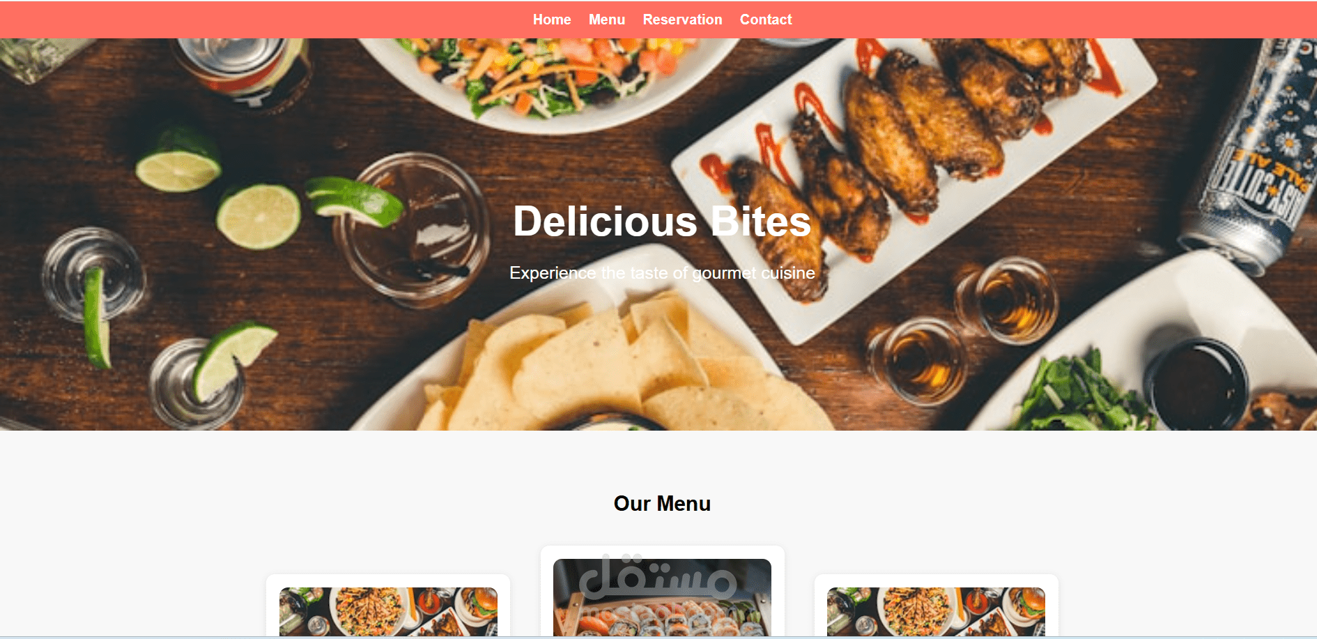 تصميم صفحة ويب لمطعم عصري HTML & CSS & JavaScript
