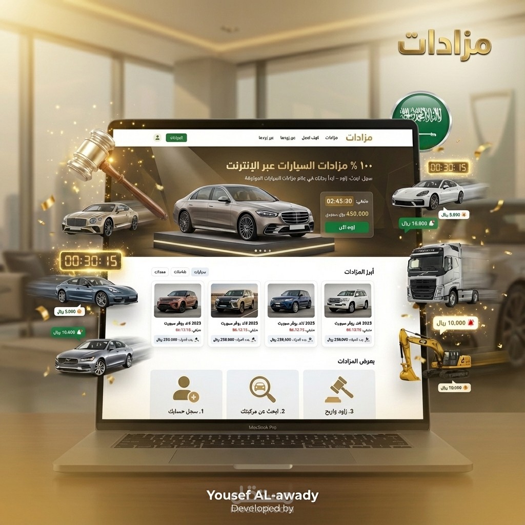 تطوير منصة مزادات إلكترونية للسيارات والمعدات - المملكة العربية السعودية