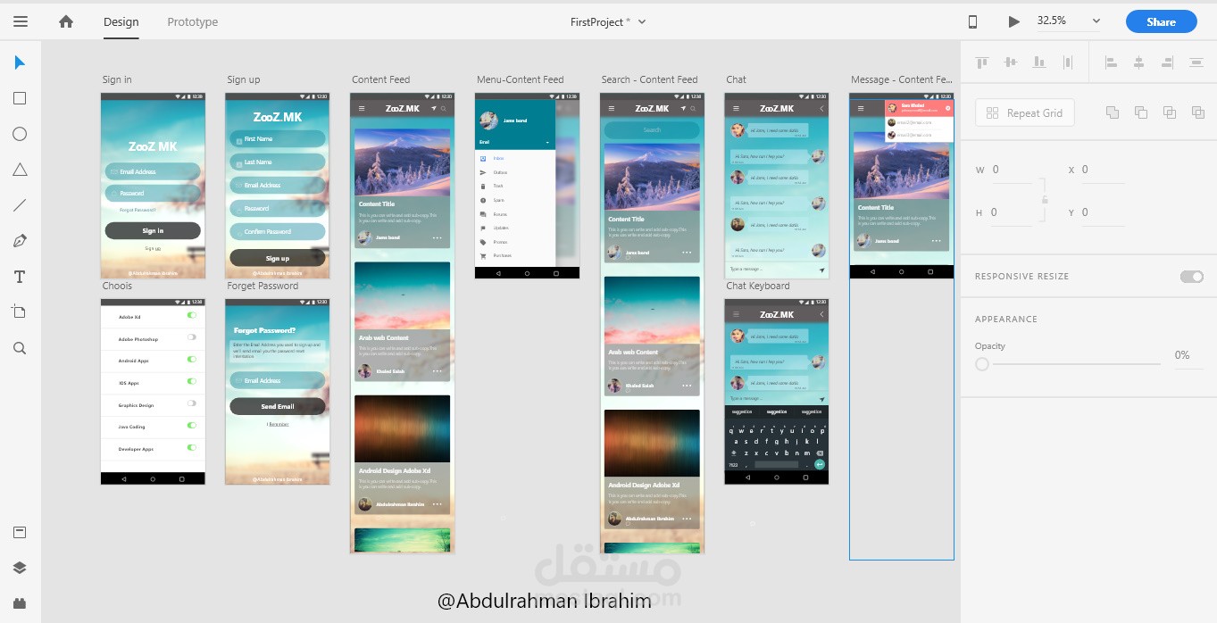 استخدام معايير UX/UI في التصميم باستخدام Adoub XD