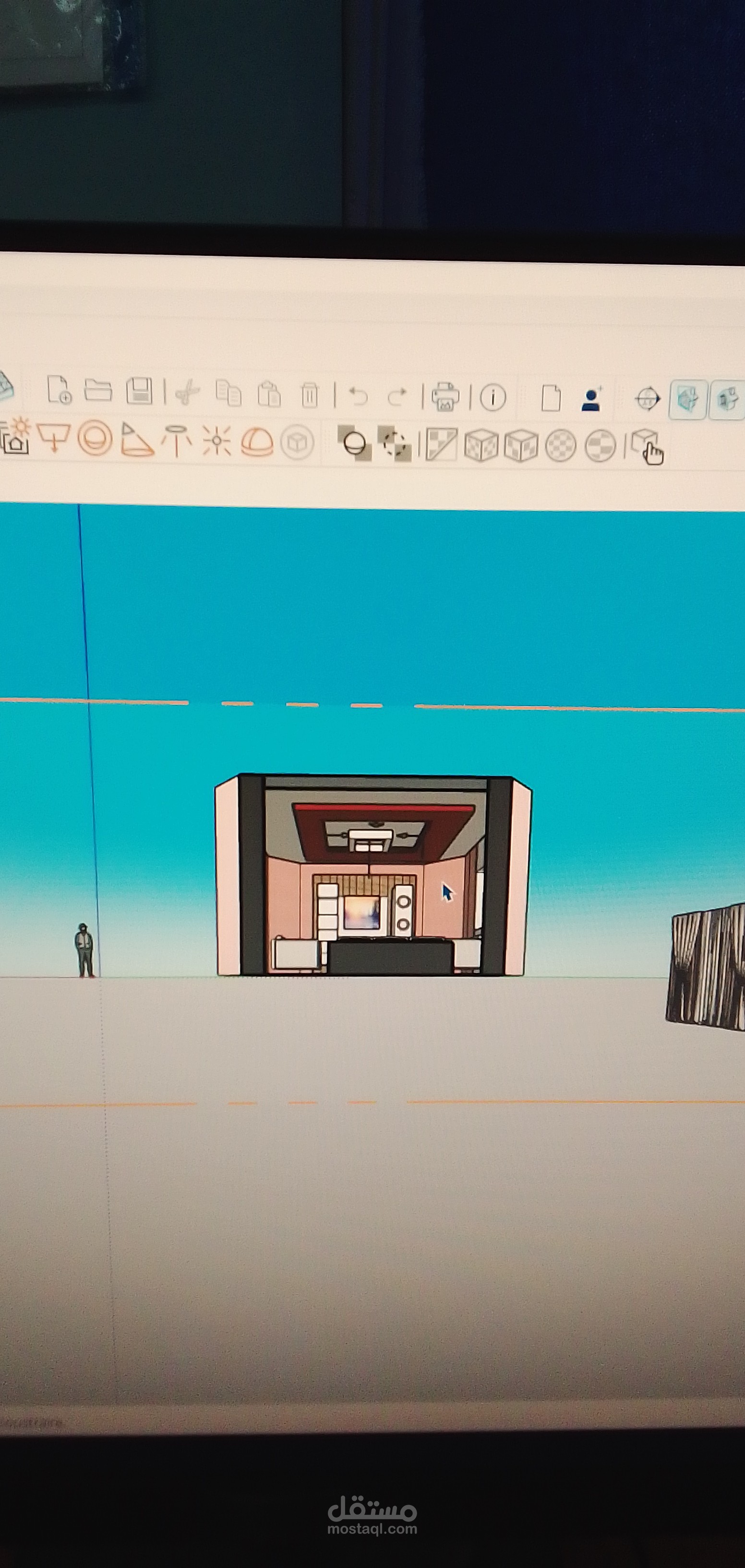 تصميم داخلي مع مقطع معماري