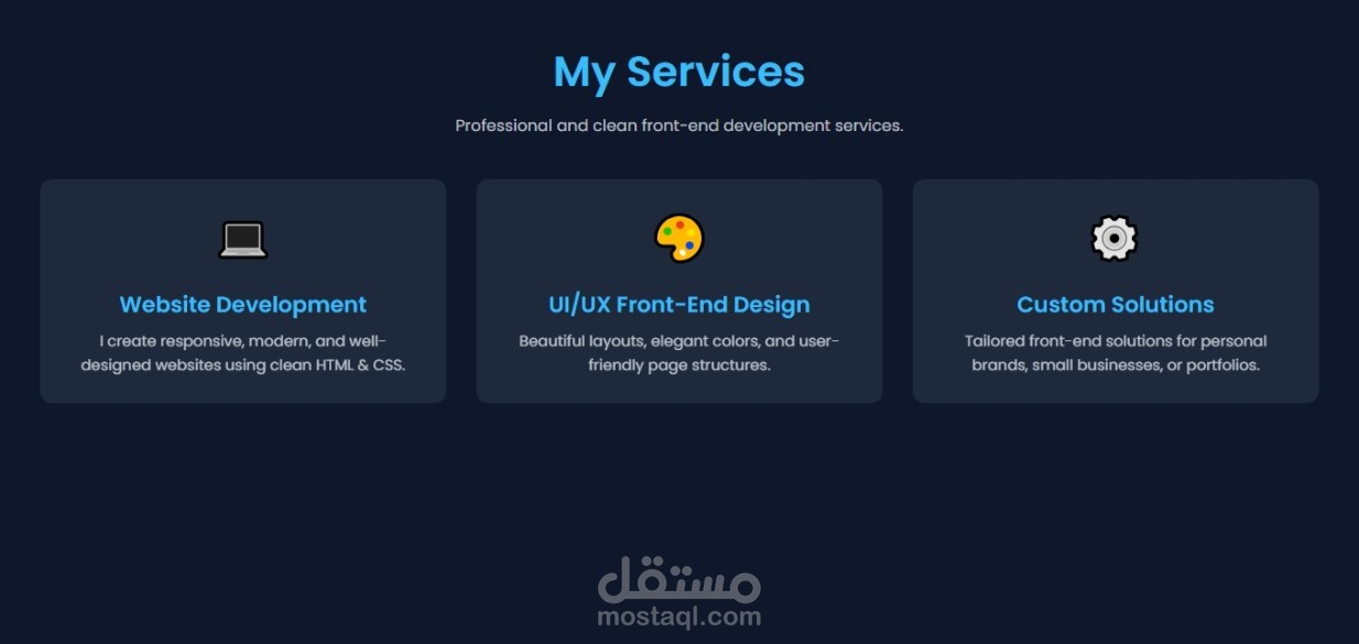 Modern Front-End Services Page (HTML & CSS)