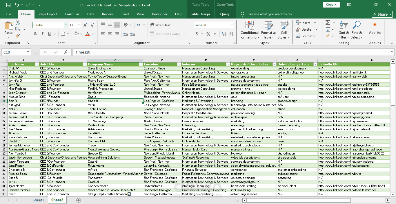 List Building Sample