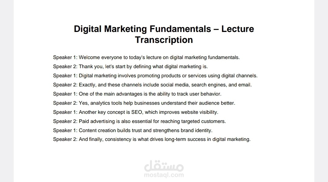 Digital Marketing Fundamentals – Lecture Transcription